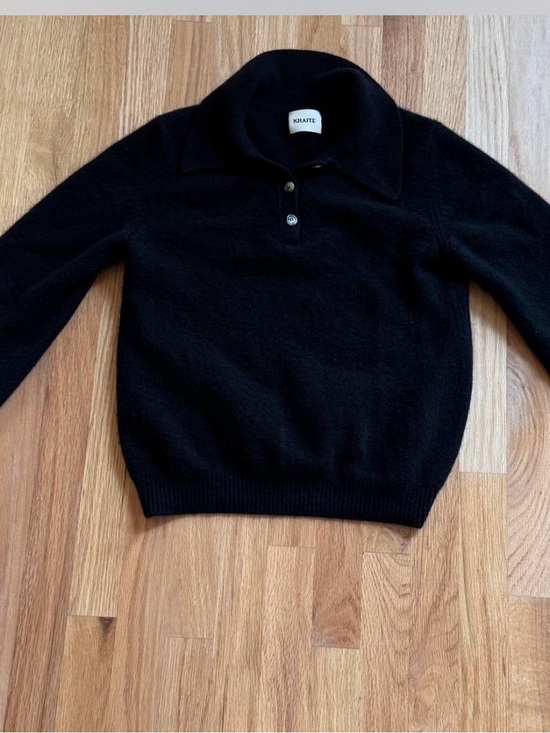 KHAITE Sweaters - KHAITE Joey Women's Black Polo-Collar Cashmere Sweater XS